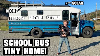 Off Grid Tiny House On Wheels School Bus Conversion Tour [upl. by Glynda]