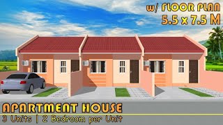 41 SQM  SMALL APARTMENT DESIGN  3 UNITS  2 BEDROOM per UNIT [upl. by Gide839]