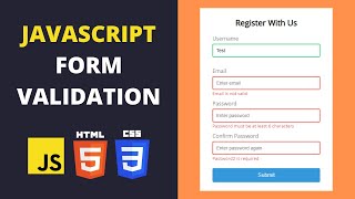 JavaScript Form Validation  JavaScript Beginner Projects [upl. by Bobbette479]