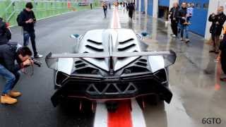 Lamborghini Veneno on track  Accelerations Powerslides and Start Up [upl. by Inattirb]