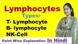 Lymphocytes in Hindi  Types of Lymphocytes  B cells  T cells  NK cells  Immune cell [upl. by Tennies]