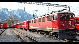 ★ 4K 🇨🇭Cab ride Landquart  Vereina  St Moritz 1250m climb in a locomotive from 1958 042021 [upl. by Tini]