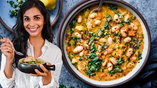 Creamy white bean amp kale soup  cozy onepot vegan dinner [upl. by Ailbert]