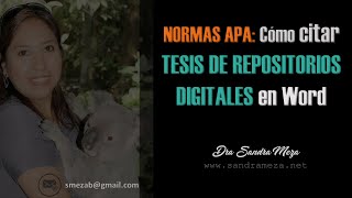 Cómo citar TESIS de repositorios digitales en Word según Norma Apa 6ta Edición [upl. by Gilud]