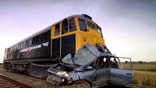 Car hit by train  Safety Message HQ  Top Gear  Series 9  BBC [upl. by Suoivatco]