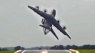 Airbus A400M CombatStyle Takeoff at RIAT 2017 [upl. by Ydnamron]