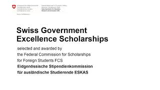 001 Swiss Government Excellence Scholarships  One Minute Intro [upl. by Helse368]