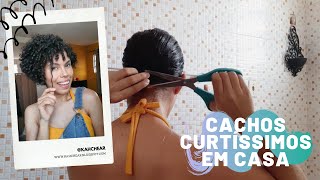 COMO CORTAR CABELO CACHEADO CURTÍSSIMO EM CASA  Kahchear [upl. by Nuawad]