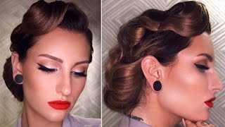 50s INSPIRED VINTAGE UPDO HAIRSTYLE TUTORIAL [upl. by Ainezey]