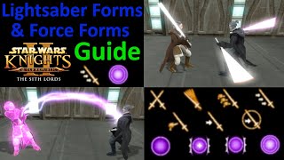 Star Wars KOTOR 2 Lightsaber Forms and Force Forms Guide  Lightsaber Form amp Force Form Breakdown [upl. by Novyart]