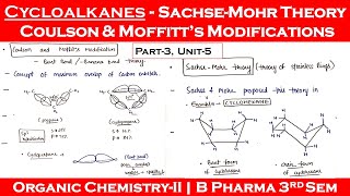 coulson and moffitts modification theory  sachse mohr theory  Part3Unit5 cycloalkanes b pharm [upl. by Ydrah]