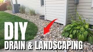 DIY French Drain amp Landscaping  River Rock  Yard Drainage Solution [upl. by Britta]