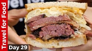 New York City Food Tour  HUGE Pastrami Sandwich at Katz’s Deli and The Halal Guys [upl. by Beker]