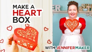 Paper Heart Box  Made on a Cricut [upl. by Nebur382]