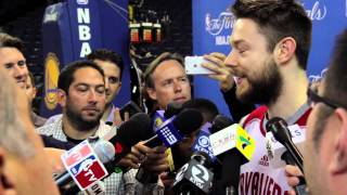 Matthew Dellavedova at NBA Finals Practice [upl. by Enaffit]