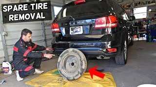 DODGE JOURNEY SPARE TIRE LOCATION AND HOW TO REMOVE SPARE TIRE [upl. by Yanrahs772]