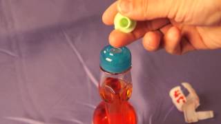 How to Open and Drink a Bottle of Hata Ramune Soda Pop from Japan 秦ラムネ マーブルソーダ [upl. by Analim544]