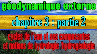 Géodynamique externe  cycle de leau et ses composantes et notions dhydrologie et hydrogéologie s2 [upl. by Stuckey]