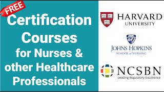 FREE Certification Courses for NURSES amp other Healthcare Professionals Part 1  Nurse Resumé [upl. by Montano]