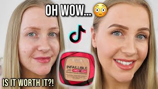 LOréal Infallible 24H Fresh Wear Powder Foundation  First Impression WearWater Test amp Review [upl. by Nivlek]