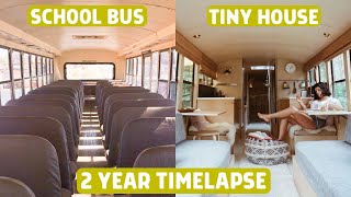 Family Transforms Rare School Bus into STUNNING Tiny House 2 Year Timelapse [upl. by Chiles]