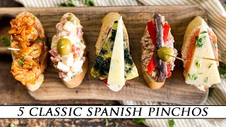 5 Classic Spanish Pinchos  Quick amp Simple Tapas Recipes [upl. by Marlow]