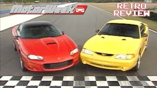 1998 Mustang Cobra Vs Camaro Z28 SS  Retro Review [upl. by Domash]