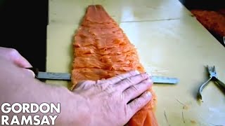 Slicing Smoked Salmon  Gordon Ramsay [upl. by Nyletac53]