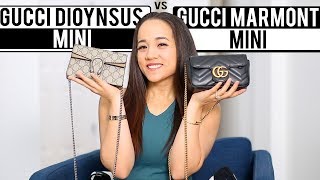 Gucci Marmont Super Mini vs Gucci Dionysus Supreme Mini Handbags  Pros and Cons  What Fits Inside [upl. by Mcclees57]