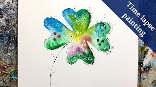 Four Leaf Clover Painting Time Lapse  Kleeblatt malen im Zeitraffer [upl. by Aicenek]