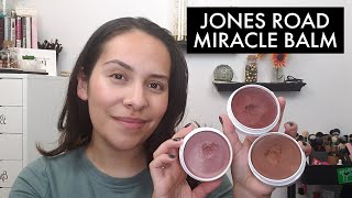 JONES ROAD BEAUTY  MIRACLE BALM  SWATCHES  TRY ON [upl. by Htrag]