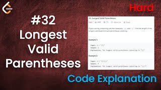 Longest Valid Parentheses  Live Coding with Explanation  Leetcode  32 [upl. by Asiluj1]