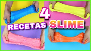 4 RECETAS PARA HACER SLIME  SLIME FÁCIL Y SIN BÓRAX  NatyGloss [upl. by Nylirehc]