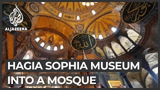 Turkey reconverts Istanbuls Hagia Sophia museum into a mosque [upl. by Euqinim]