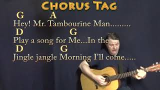 Mr Tambourine Man Bob Dylan Guitar Cover Lesson in D with ChordsLyrics  Munson [upl. by Arimat]