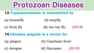 Parasitology MCQ Questions  Protozoan disease MCQ [upl. by Yesnek713]