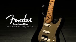 Fender American Ultra Stratocaster HSS MN Texas Tea  Gear4music demo [upl. by Roter204]