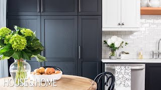 Small Kitchen Makeover Black amp White TwoTone Cabinets [upl. by Kwok527]