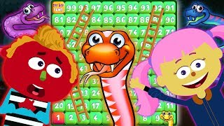 Giant Board Game Challenge Playing Giant Snakes and Ladders With Len and Mini  Fun Videos For Kids [upl. by Gnart]