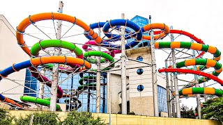 Waterslides at Aquapark Kraków in Poland [upl. by Nudnarb273]