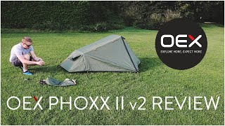 Review OEX Phoxx II v2  2 man backpacking tent [upl. by Nairadal463]