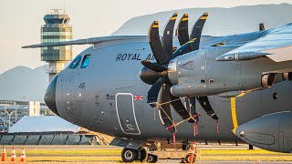 4K Ultra Rare Royal Air Force Military AIRBUS A400M Preparation amp Departure at Vancouver YVR [upl. by Wenger714]