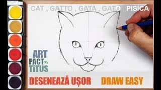 CUM SA DESENEZI O PISICA  HOW TO DRAW A CAT step by step [upl. by Heyra]