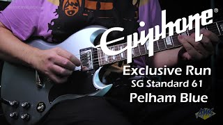 Epiphone Exclusive 1961 SG Standard Electric Guitar Pelham Blue  American Musical Supply [upl. by Acsisnarf]