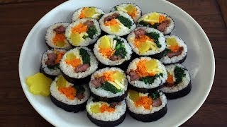 How to make gimbap aka kimbap 김밥 [upl. by Anibla]