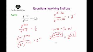 Equations with Indices  Corbettmaths [upl. by Aileda]