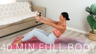 40 MIN FULL BODY WORKOUT  Pilates with Weights amp Band [upl. by Yrgoerg113]