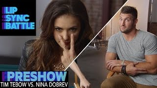 Tim Tebow vs Nina Dobrev Preshow  Lip Sync Battle [upl. by Bunns835]