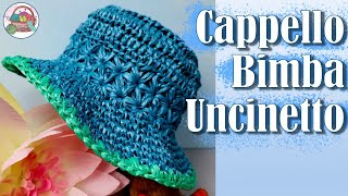 CAPPELLO BAMBINA UNCINETTO  Tutorial cappello uncinetto con la rafia [upl. by Asilrak]