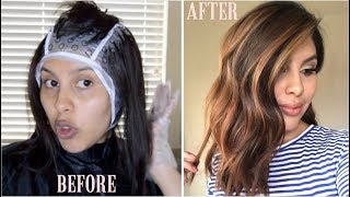 DIY HIGHLIGHTS USING CAP Revlon Frost amp Glow Highlighting Kit [upl. by Leverick]